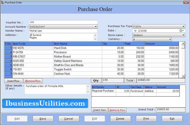 Screenshot of Business Accounting Software