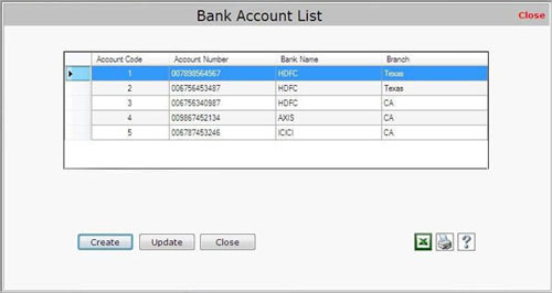Bank Account List