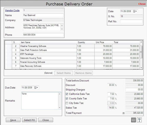 Purchase Delivery Order