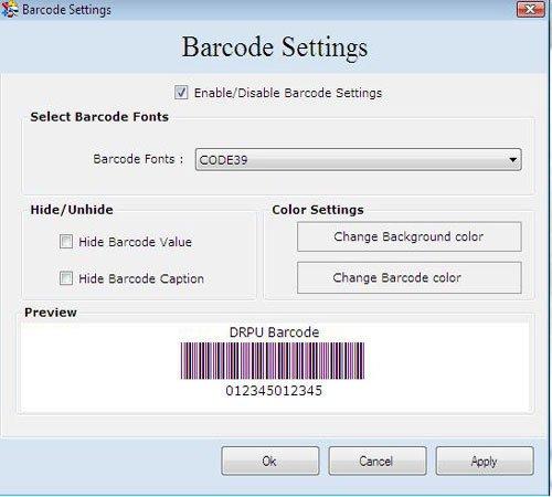 Barcode Settings