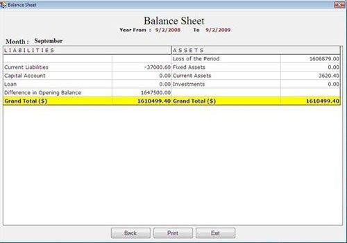 Balance Sheet Report
