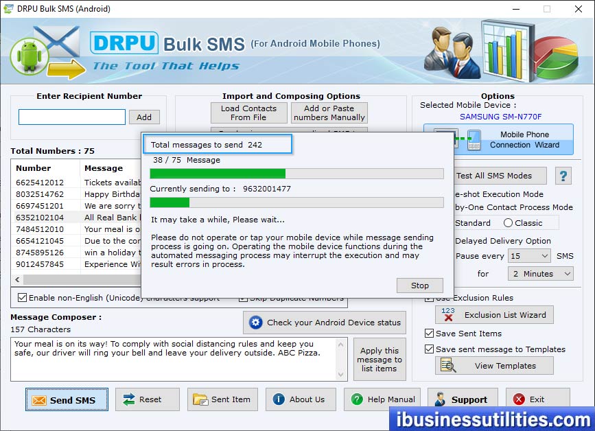 SMS Sending Process SMS Sending Process