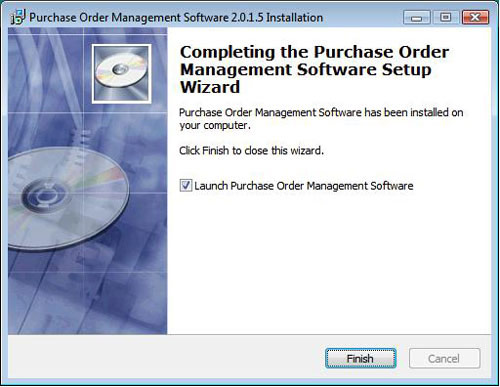 Completing the purchase order management software setup wizard