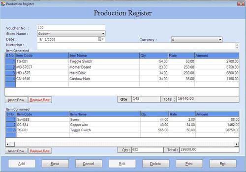 Production Register