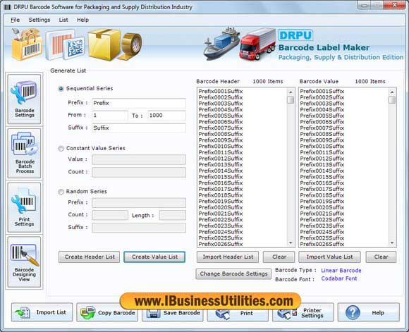 Screenshot of Barcode Labels for Packaging Supply