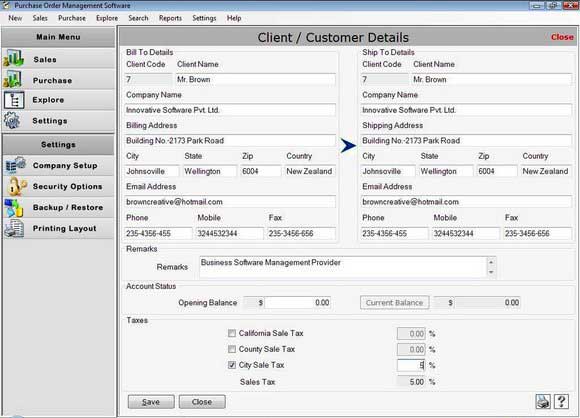 Purchase Order Requisition screen shot