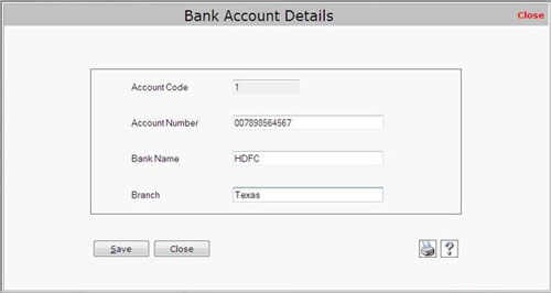 Bank Account Details