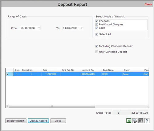 Deposit Report