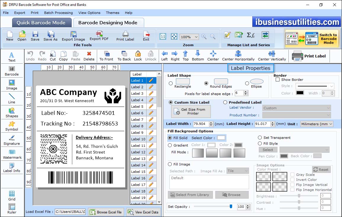 Set Barcode Size Barcode Label Maker for Post Office and Bank