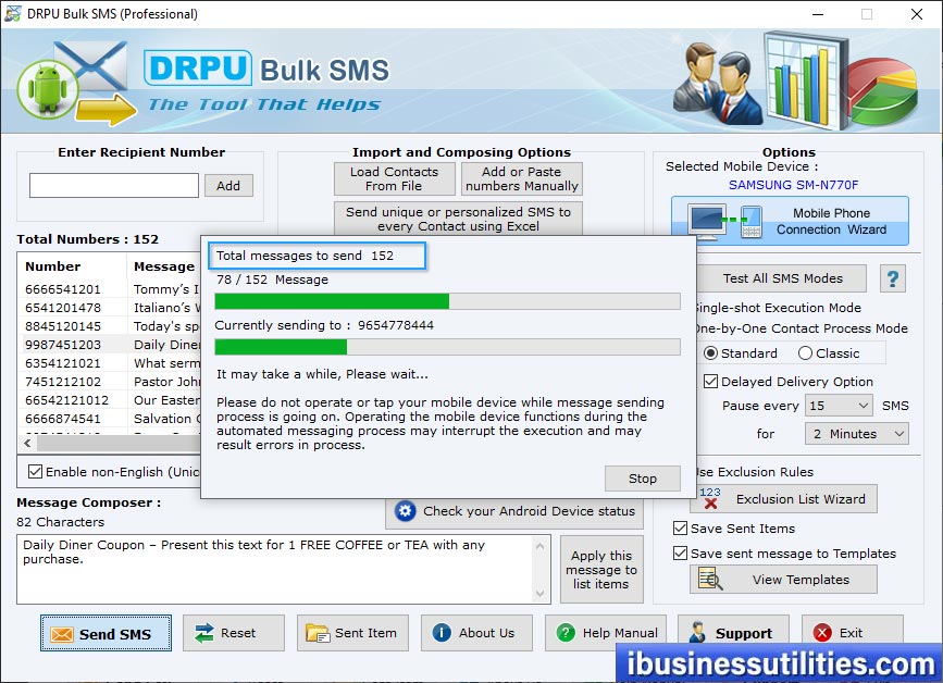 SMS Sending Process SMS Sending Process