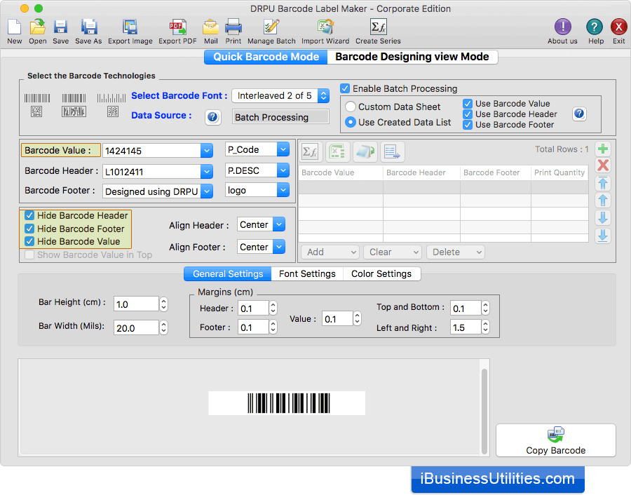 Hide Barcode Header