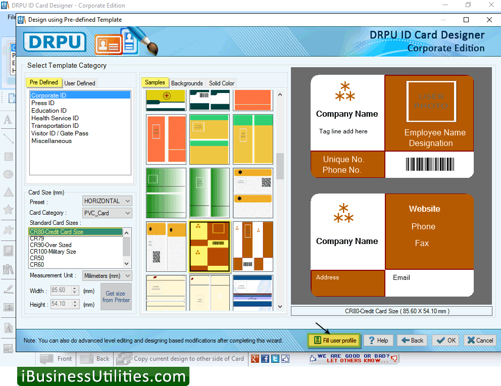 Select Template Category