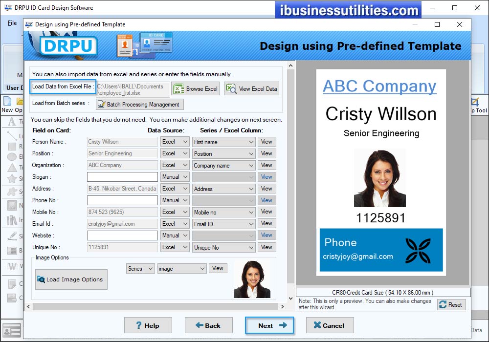Specify the Card Size
