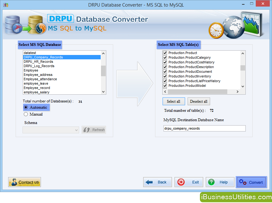 MS SQL to MySQL Db converter software