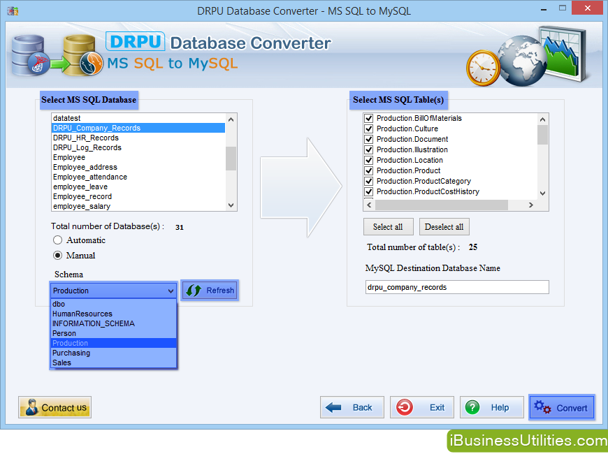 MS SQL to MySQL Database Converter