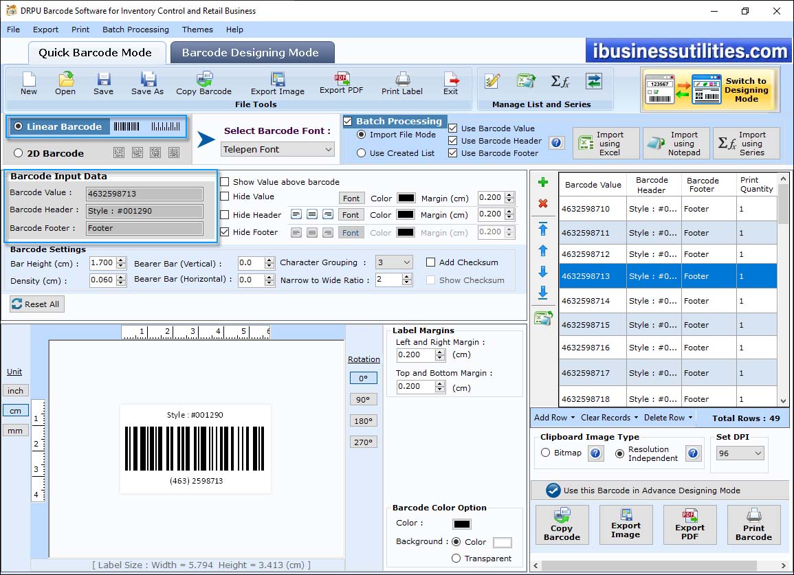 Barcode Settings Barcode Label Maker - Standard Edition