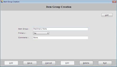 Item Group Creation
