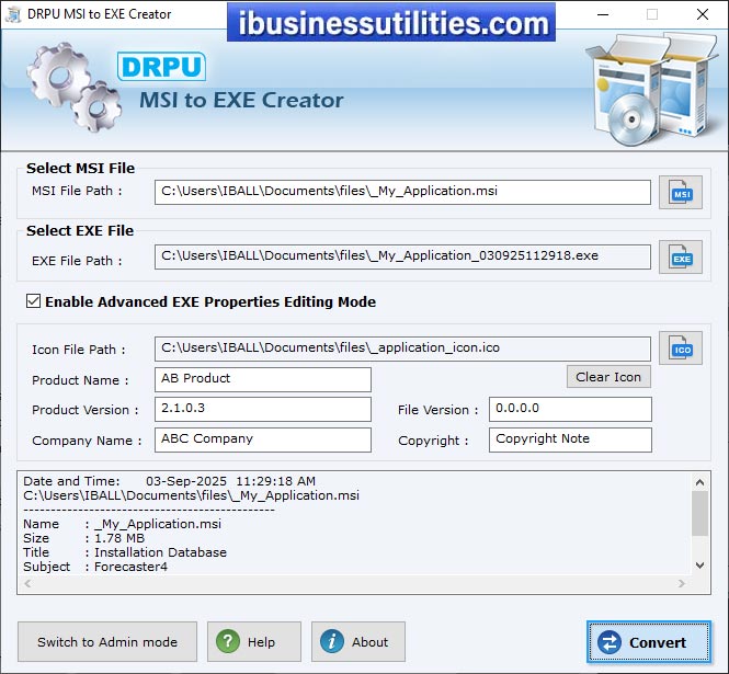 document file MSI to EXE creator Screenshots