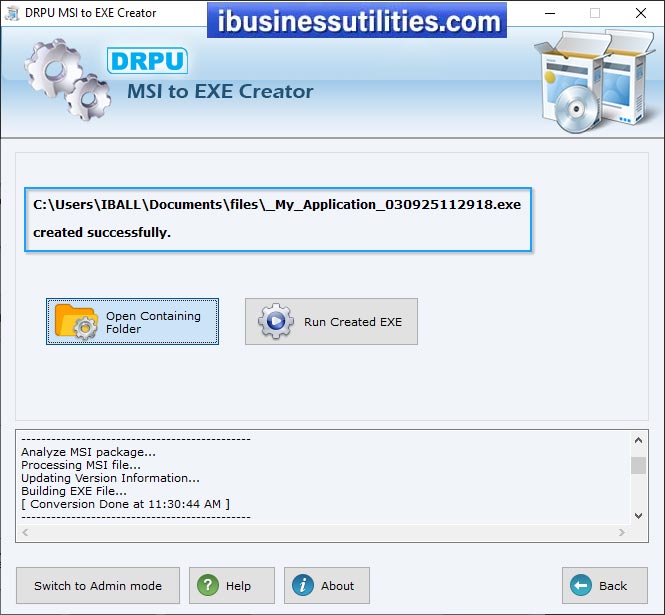 open containing folder MSI to EXE creator Screenshots
