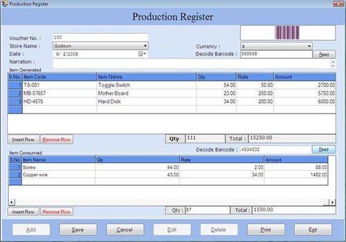 Production Register