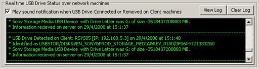 Real time USB drive status over Network Machines