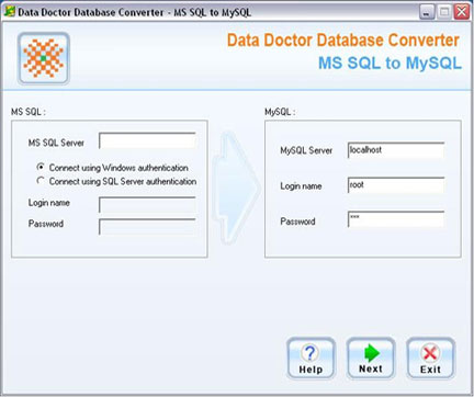 Select Source and Destination Database Server